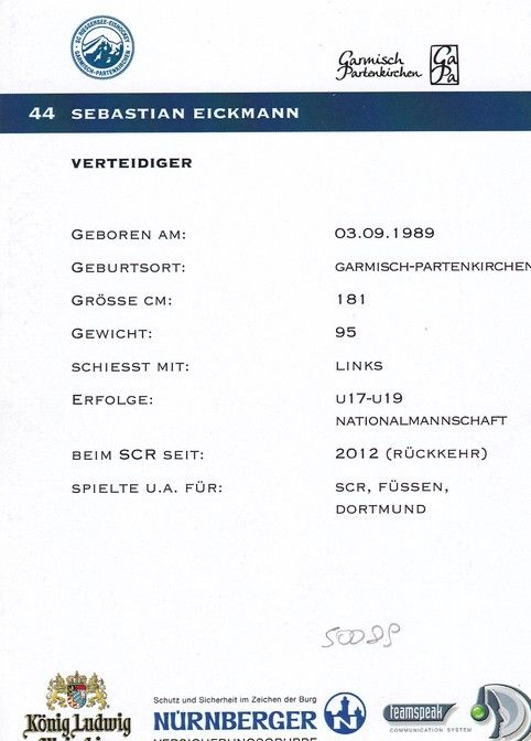 Autogramm Eishockey | SC Riessersee | 2010er | Sebastian EICKMANN