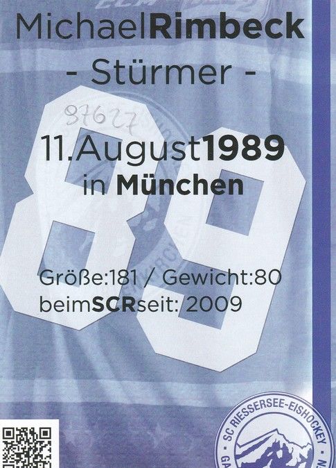 Autogramm Eishockey | SC Riessersee | 2017 | Michael RIMBECK