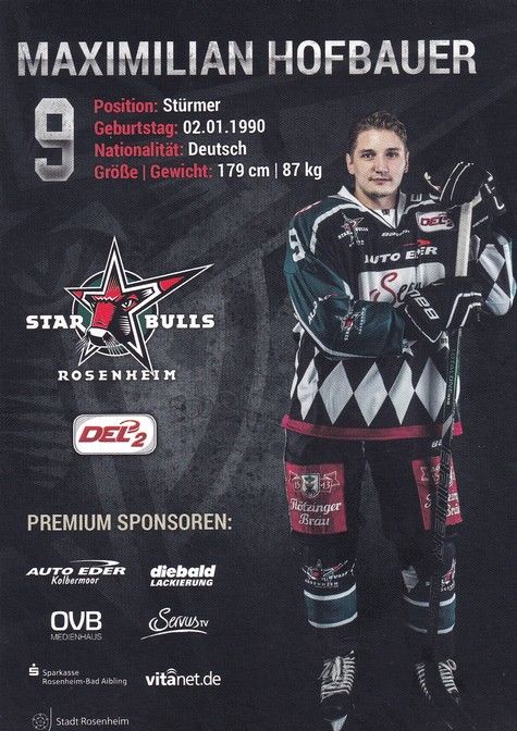 Autogramm Eishockey | Starbulls Rosenheim | 2014 | Maximilian HOFBAUER