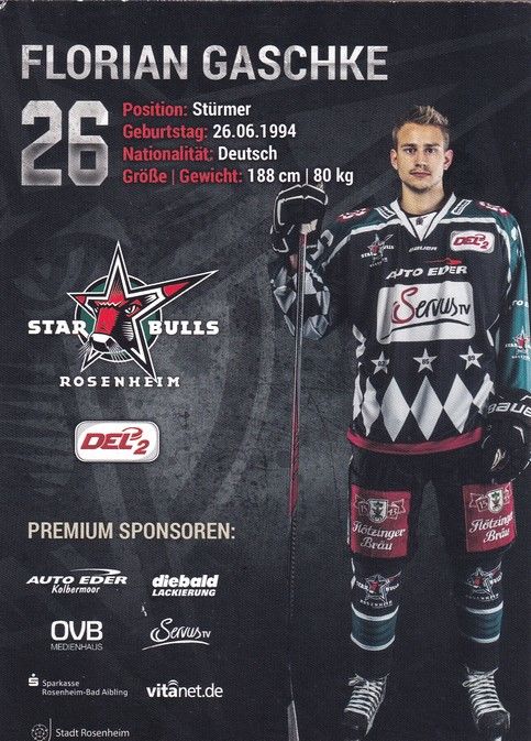 Autogramm Eishockey | Starbulls Rosenheim | 2014 | Florian GASCHKE