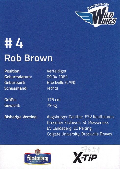 Autogramm Eishockey | Schwenninger Wild Wings | 2010er | Rob BROWN