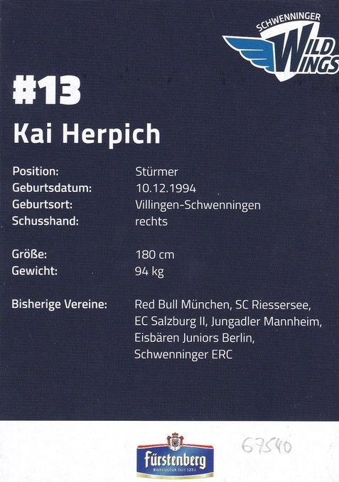 Autogramm Eishockey | Schwenninger Wild Wings | 2010er | Kai HERPICH