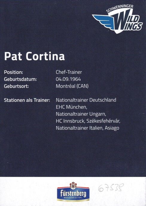 Autogramm Eishockey | Schwenninger Wild Wings | 2010er | Pat CORTINA
