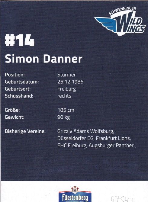 Autogramm Eishockey | Schwenninger Wild Wings | 2010er | Simon DANNER