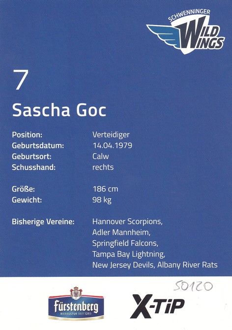 Autogramm Eishockey | Schwenninger Wild Wings | 2010er | Sascha GOC