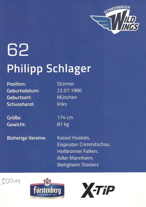 Autogramm Eishockey | Schwenninger Wild Wings | 2010er | Philipp SCHLAGER