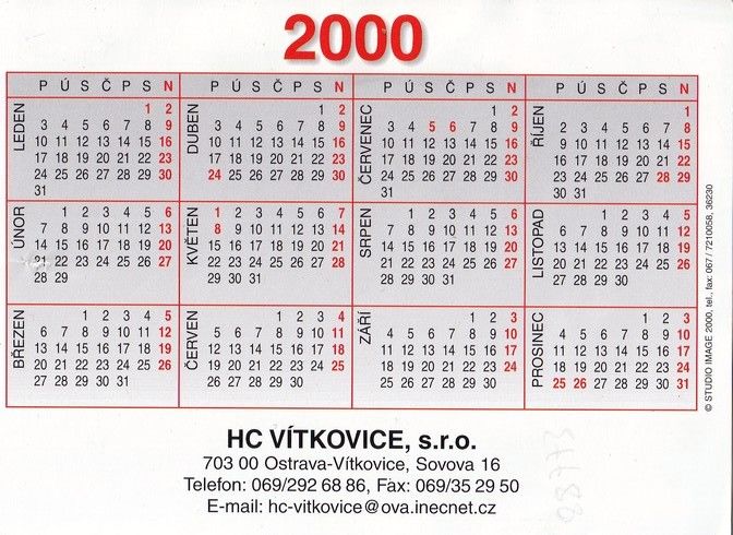 Mannschaftskarte Eishockey | HC Vitkovice (CZ) | 2000