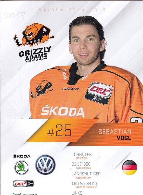 Autogramm Eishockey | Grizzly Adams Wolfsburg | 2014 | Sebastian VOGL