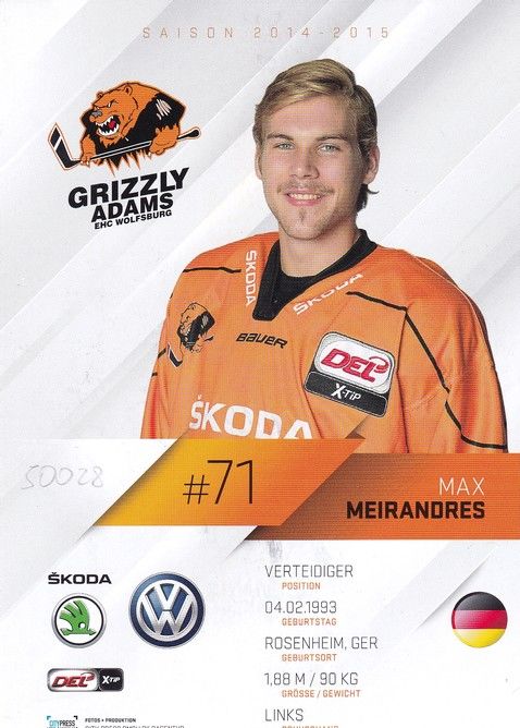 Autogramm Eishockey | Grizzly Adams Wolfsburg | 2014 | Max MEIRANDRES