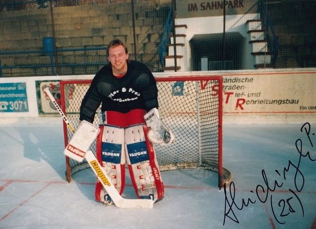 Autogramm Eishockey | Eispiraten Crimmitschau | 1990er Foto | P. Heidinger (?)
