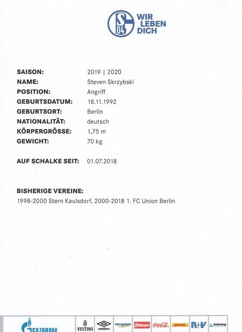 Autogramm Fussball | FC Schalke 04 | 2019 | Steven SKRZYBSKI