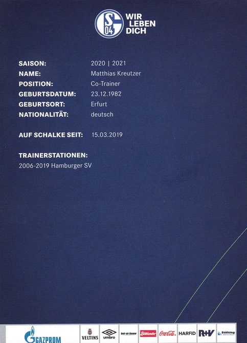 Autogramm Fussball | FC Schalke 04 | 2020 | Matthias KREUTZER