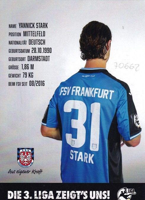 Autogramm Fussball | FSV Frankfurt | 2016 | Yannick STARK