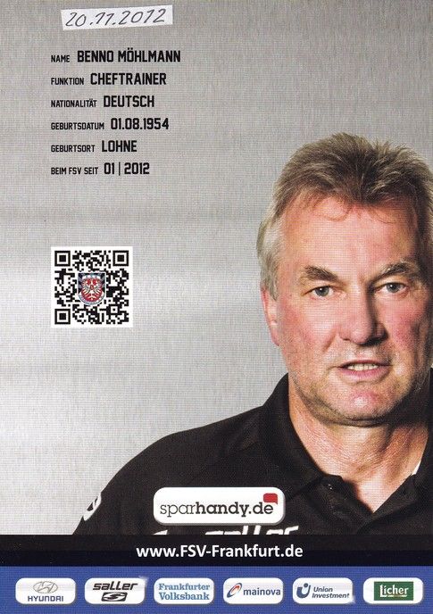 Autogramm Fussball | FSV Frankfurt | 2012 | Benno MÖHLMANN