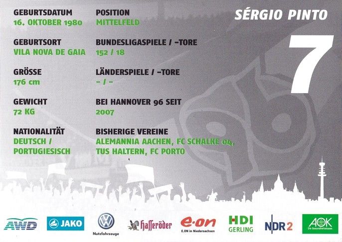 Autogramm Fussball | Hannover 96 | 2011 | Sergio PINTO