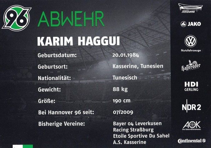 Autogramm Fussball | Hannover 96 | 2012 | Karim HAGGUI