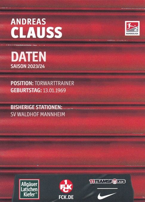 Autogramm Fussball | 1. FC Kaiserslautern | 2023 | Andreas CLAUSS