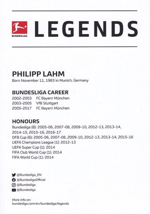 Autogramm Fussball | FC Bayern München | 2020er Legends | Philipp LAHM