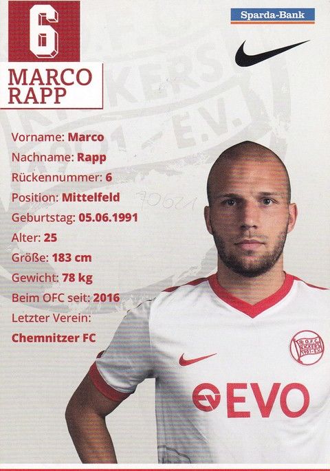 Autogramm Fussball | Kickers Offenbach | 2016 | Marco RAPP