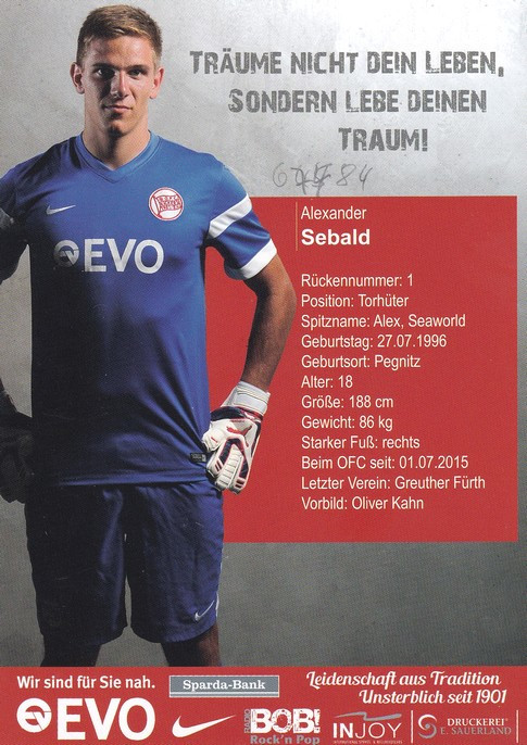 Autogramm Fussball | Kickers Offenbach | 2015 | Alexander SEBALD
