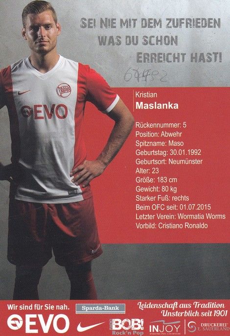 Autogramm Fussball | Kickers Offenbach | 2015 | Kristian MASLANKA