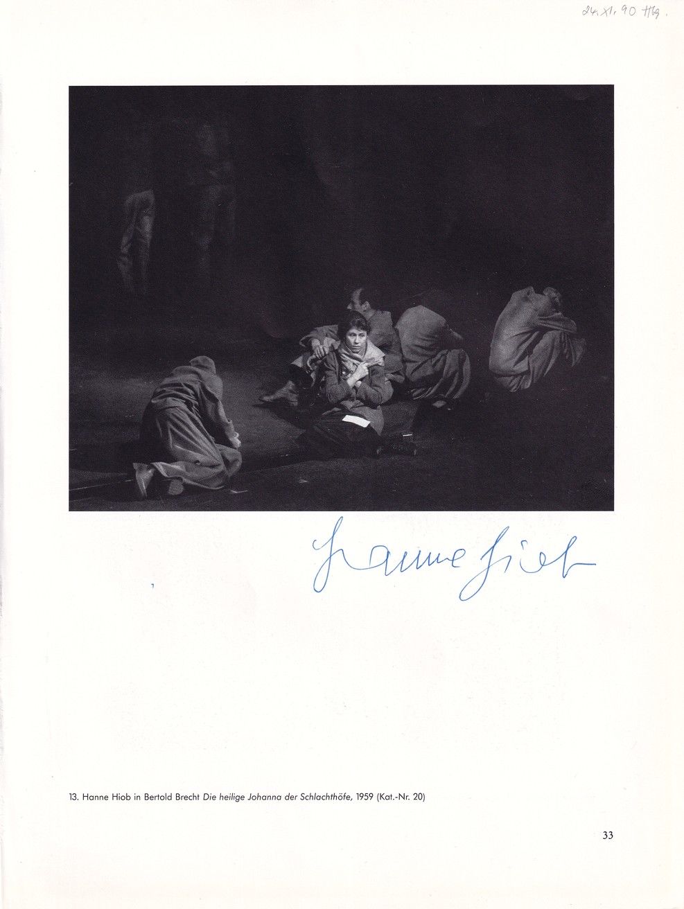 Autogramm Schauspieler | Hanne HIOB | 1959 "Die Heilige Johanna" XL