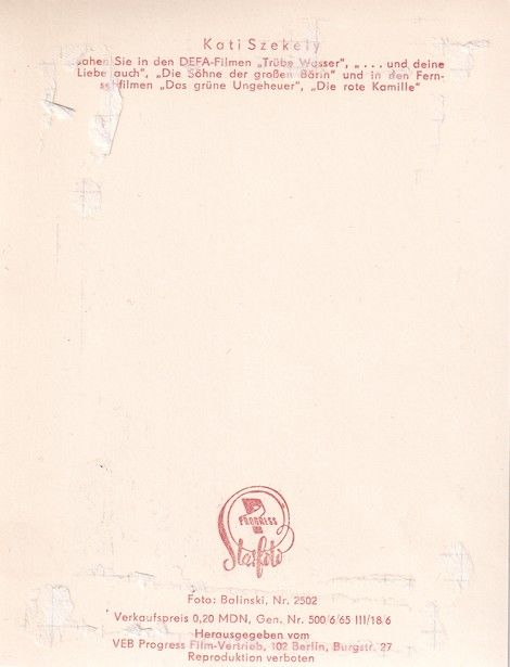 Autogramm Schauspieler | Kati SZEKELY | 1960er (Portrait SW) Progress