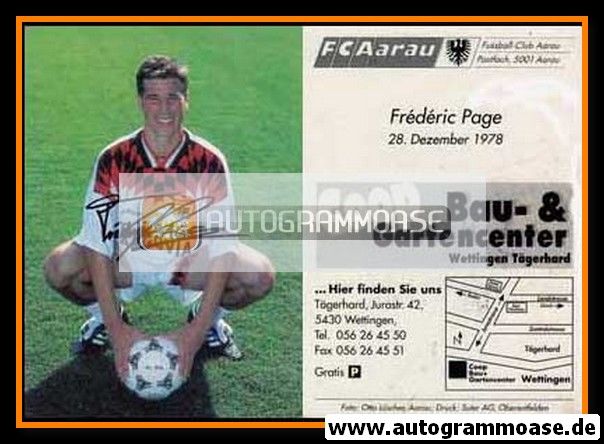 Autogramm Fussball | FC Aarau | 1996 | Frederic PAGE