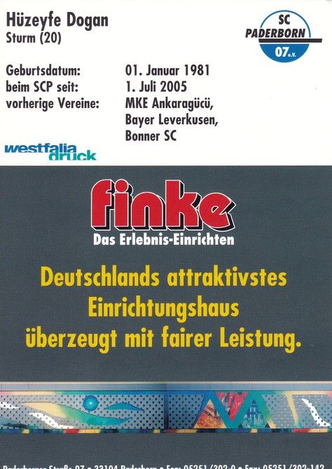 Autogramm Fussball | SC Paderborn 07 | 2005 | Hüzeyfe DOGAN