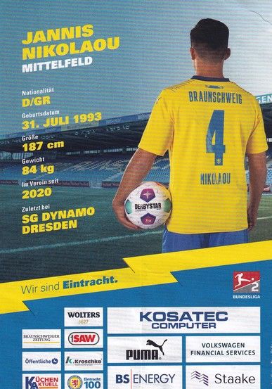 Autogramm Fussball | Eintracht Braunschweig | 2023 | Jannis NIKOLAOU