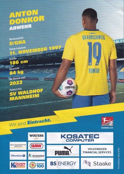 Autogramm Fussball | Eintracht Braunschweig | 2023 | Anton DONKOR