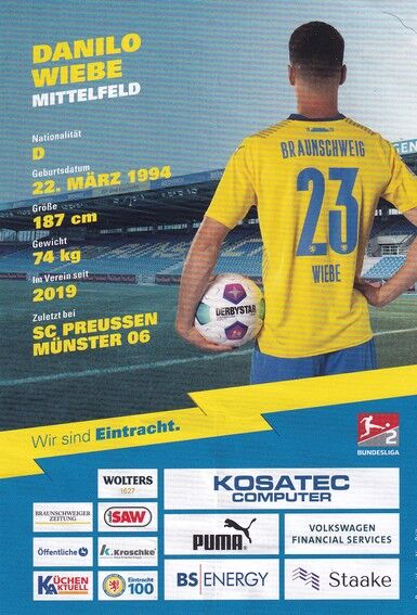 Autogramm Fussball | Eintracht Braunschweig | 2023 | Danilo WIEBE