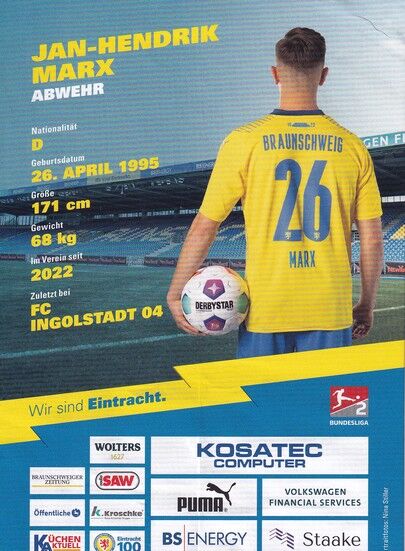 Autogramm Fussball | Eintracht Braunschweig | 2023 | Jan-Hendrik MARX