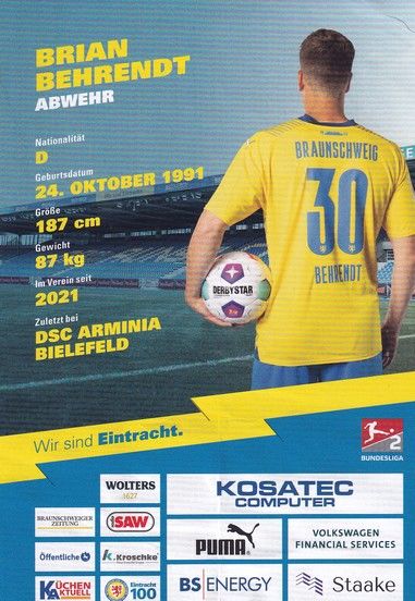 Autogramm Fussball | Eintracht Braunschweig | 2023 | Brian BEHRENDT