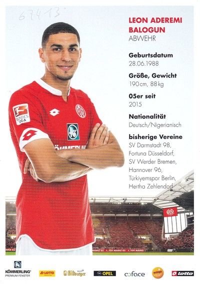Autogramm Fussball | FSV Mainz 05 | 2015 | Leon ADEREMI BALOGUN