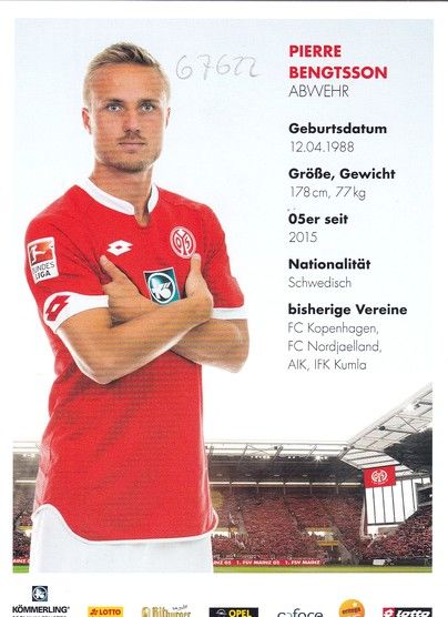 Autogramm Fussball | FSV Mainz 05 | 2015 | Pierre BENGTSSON