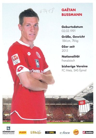 Autogramm Fussball | FSV Mainz 05 | 2015 | Gaetan BUSSMANN