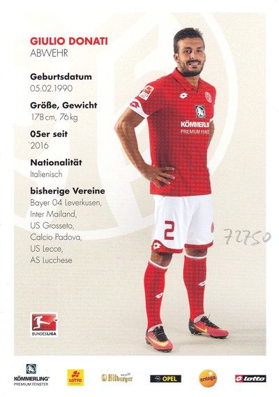Autogramm Fussball | FSV Mainz 05 | 2016 | Giulio DONATI