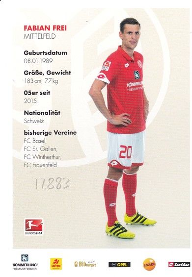 Autogramm Fussball | FSV Mainz 05 | 2016 | Fabian FREI