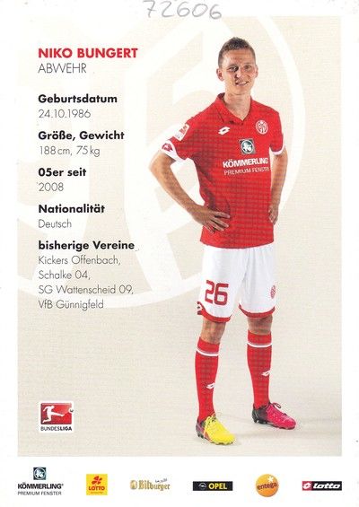 Autogramm Fussball | FSV Mainz 05 | 2016 | Niko BUNGERT