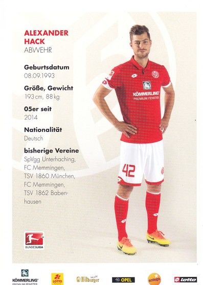 Autogramm Fussball | FSV Mainz 05 | 2016 | Alexander HACK