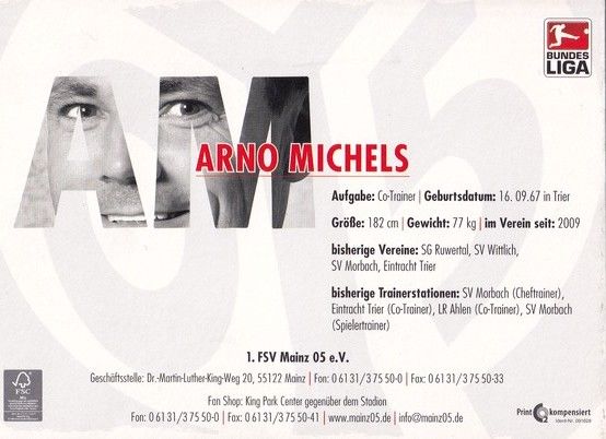 Autogramm Fussball | FSV Mainz 05 | 2009 | Arno MICHELS