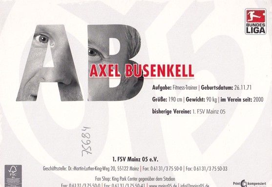 Autogramm Fussball | FSV Mainz 05 | 2009 | Axel BUSENKELL