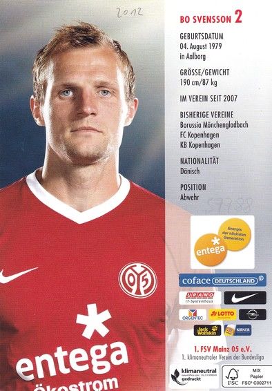 Autogramm Fussball | FSV Mainz 05 | 2012 | Bo SVENSSON