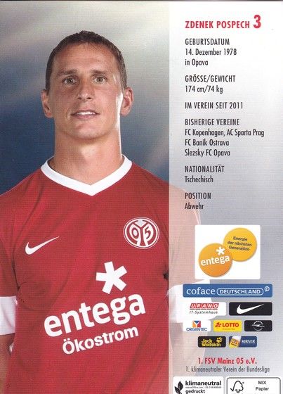 Autogramm Fussball | FSV Mainz 05 | 2012 | Zdenek POSPECH