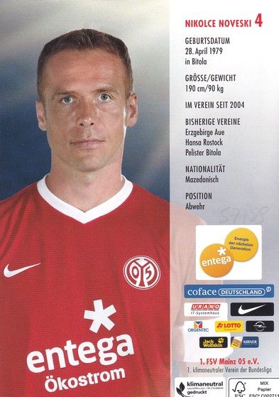 Autogramm Fussball | FSV Mainz 05 | 2012 | Nikolce NOVESKI