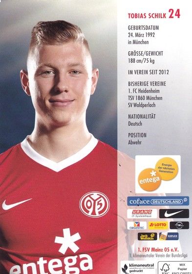 Autogramm Fussball | FSV Mainz 05 | 2012 | Tobias SCHILK