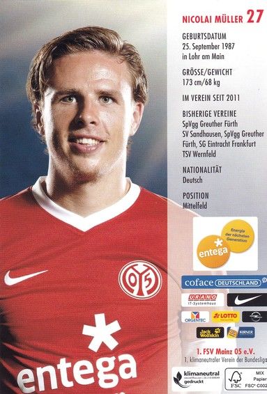 Autogramm Fussball | FSV Mainz 05 | 2012 | Nicolai MÜLLER