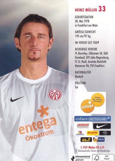 Autogramm Fussball | FSV Mainz 05 | 2012 | Heinz MÜLLER