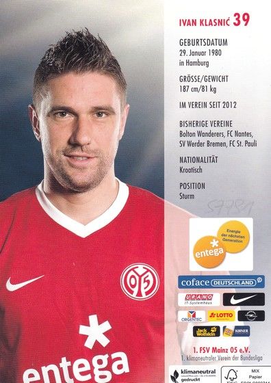 Autogramm Fussball | FSV Mainz 05 | 2012 | Ivan KLASNIC